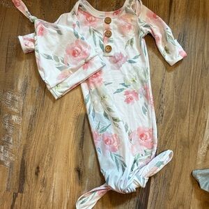 Baby Girl Caden Lane Knotted Gown with Hat